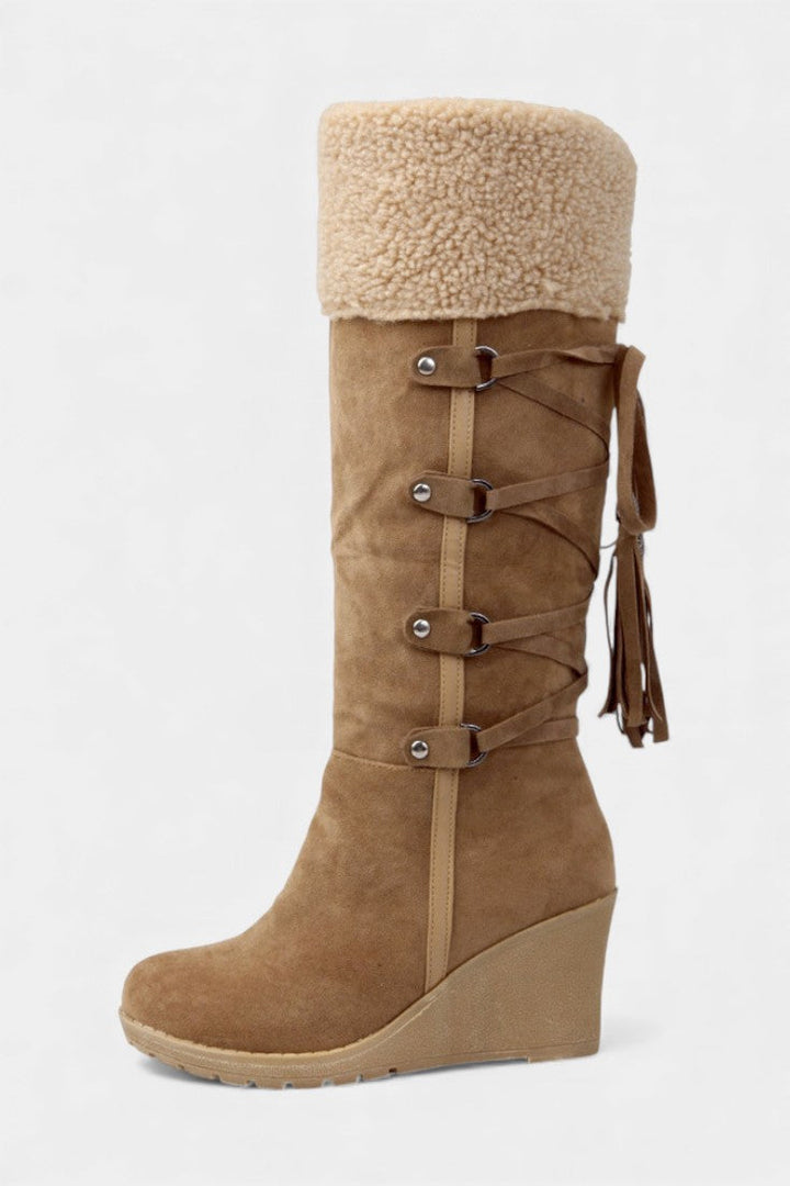 Palmyre Wedge-Heeled Winter Boots with Cozy Fur Lining