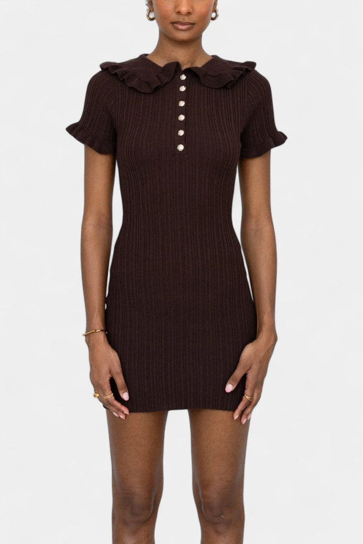 Rowan Braided Knit Dress Featuring a Defined Waist and Flared Skirt