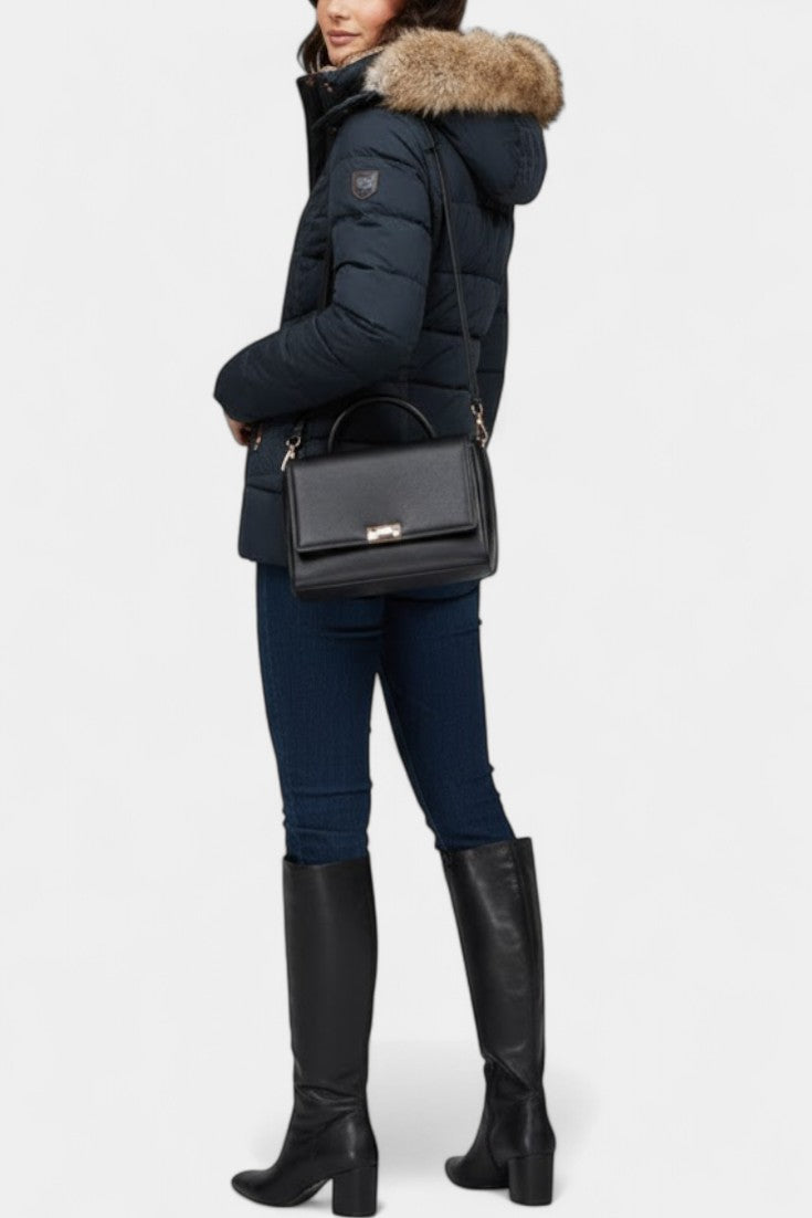 Laurène Hooded Insulated Winter Jacket with Faux Fur Trim