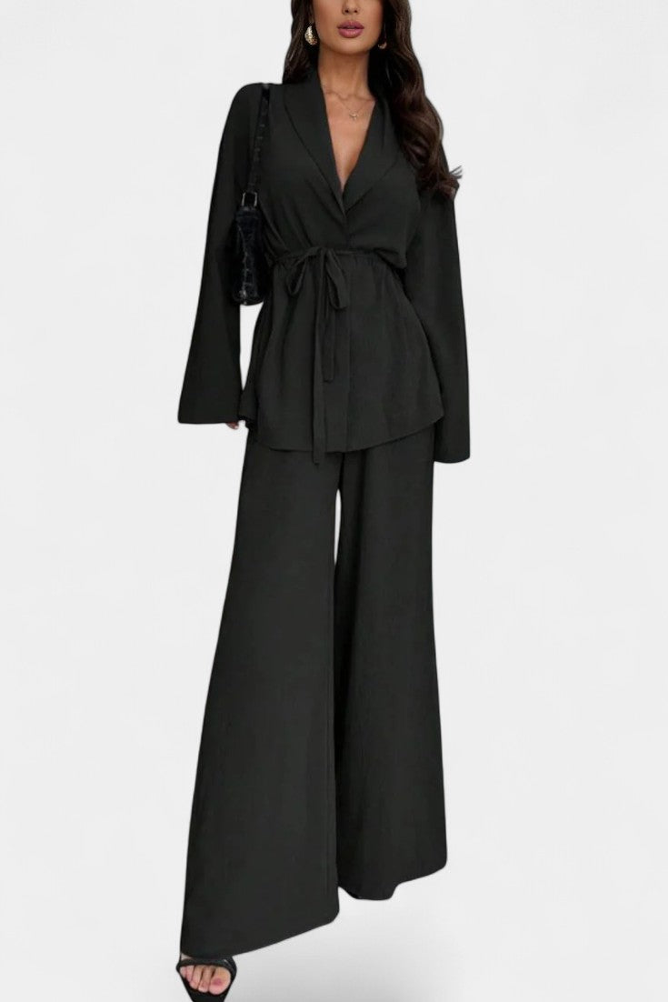 Amy V-Neck Blazer and Flared Pants Set