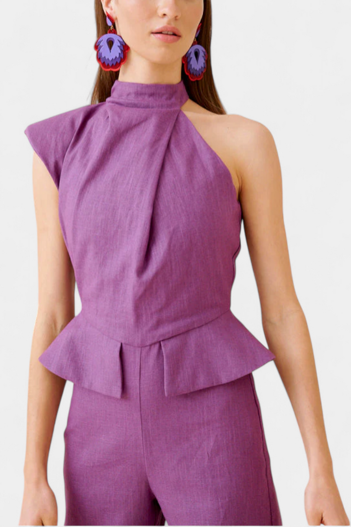 Asymmetrical Linen-Cotton Jumpsuit by Nerida