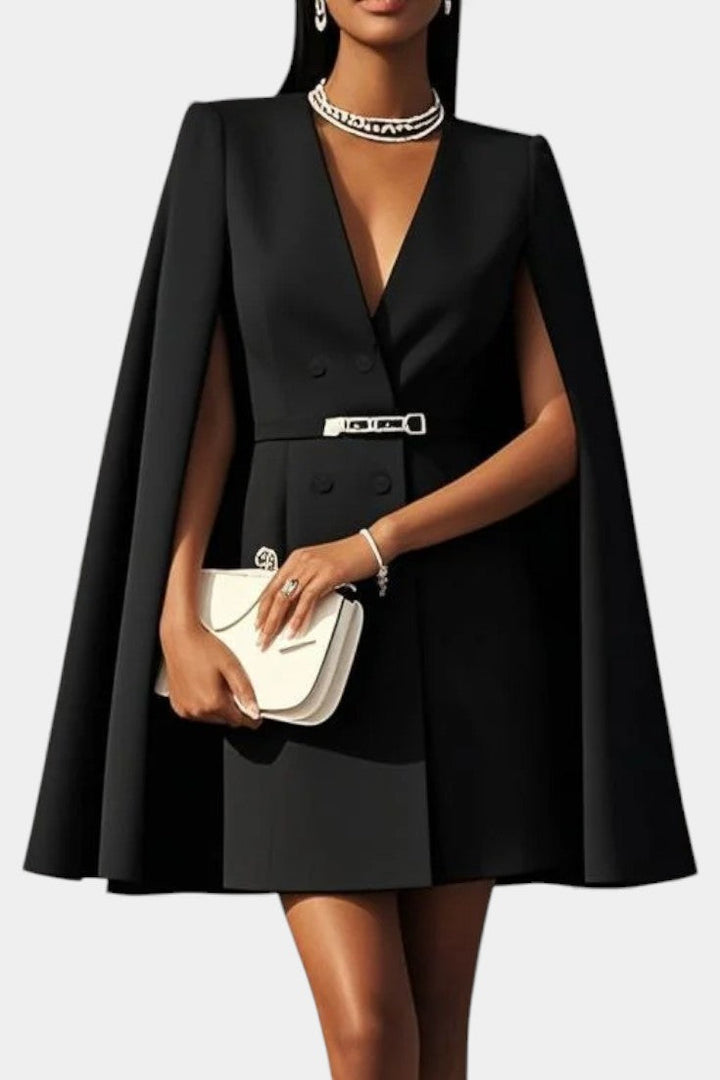 Zarema Sleeveless V-Neck Mini A-Line Dress with Built-In Blazer