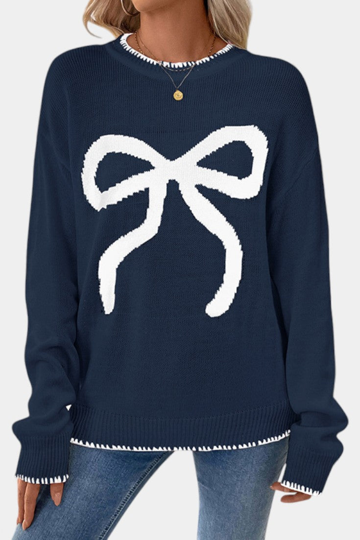 Cécile Festive Bow Pattern Sweater