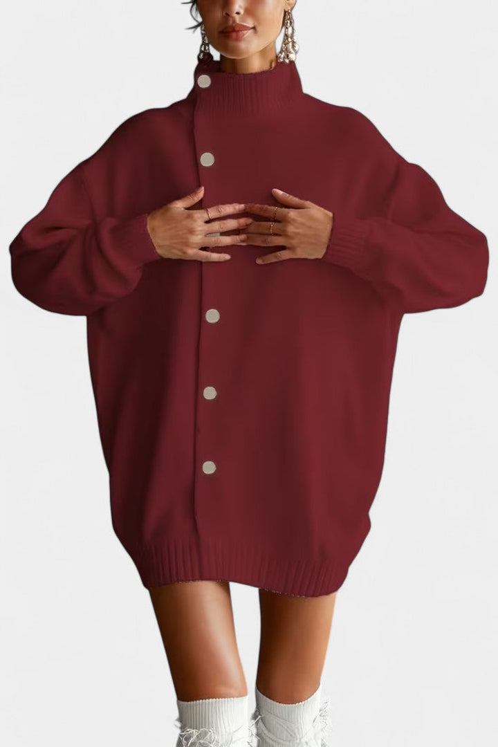 Pull Ample Uni à Col Montant Enriette