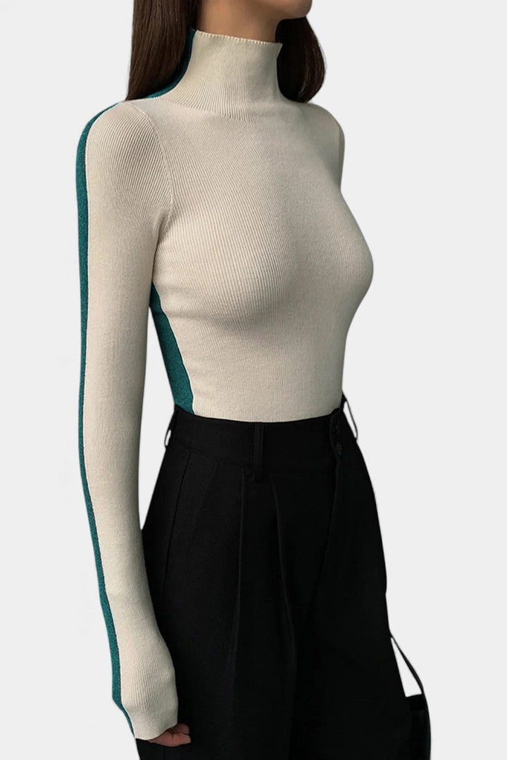 Lucasta Long Sleeve Reversible Two-Tone Knit Top