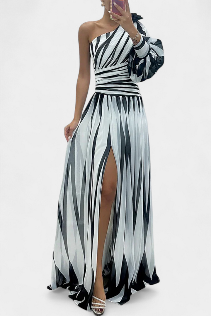 Bethania Striped Asymmetrical Maxi Robe
