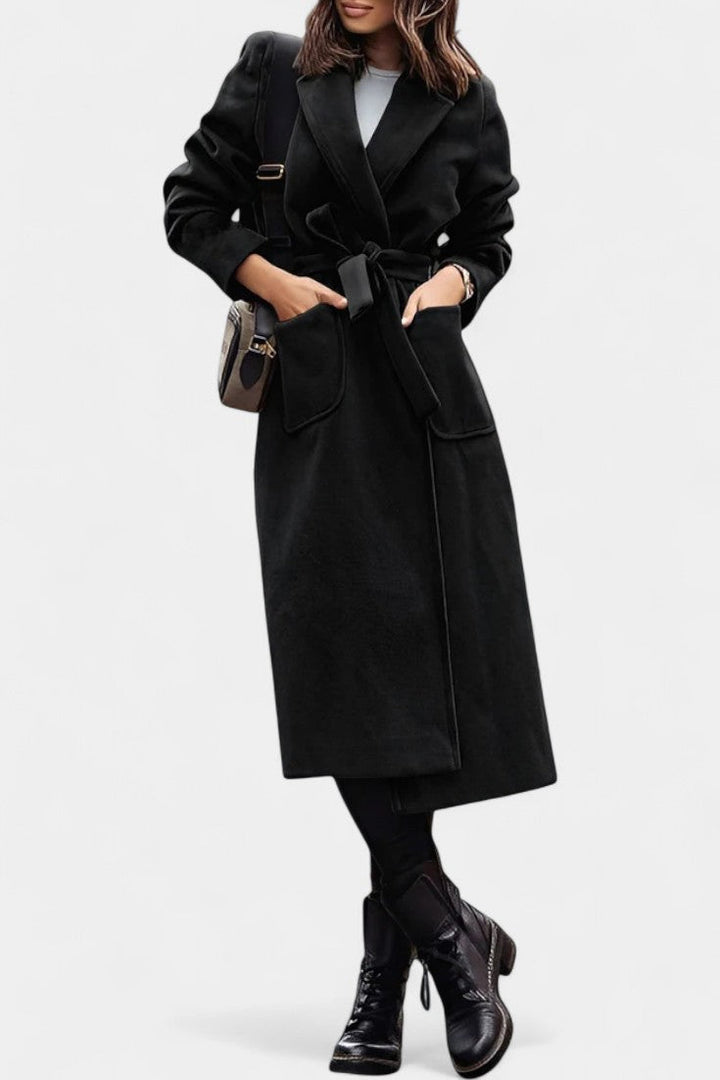Capucine Belted Coat Featuring Notched Collar and Pockets