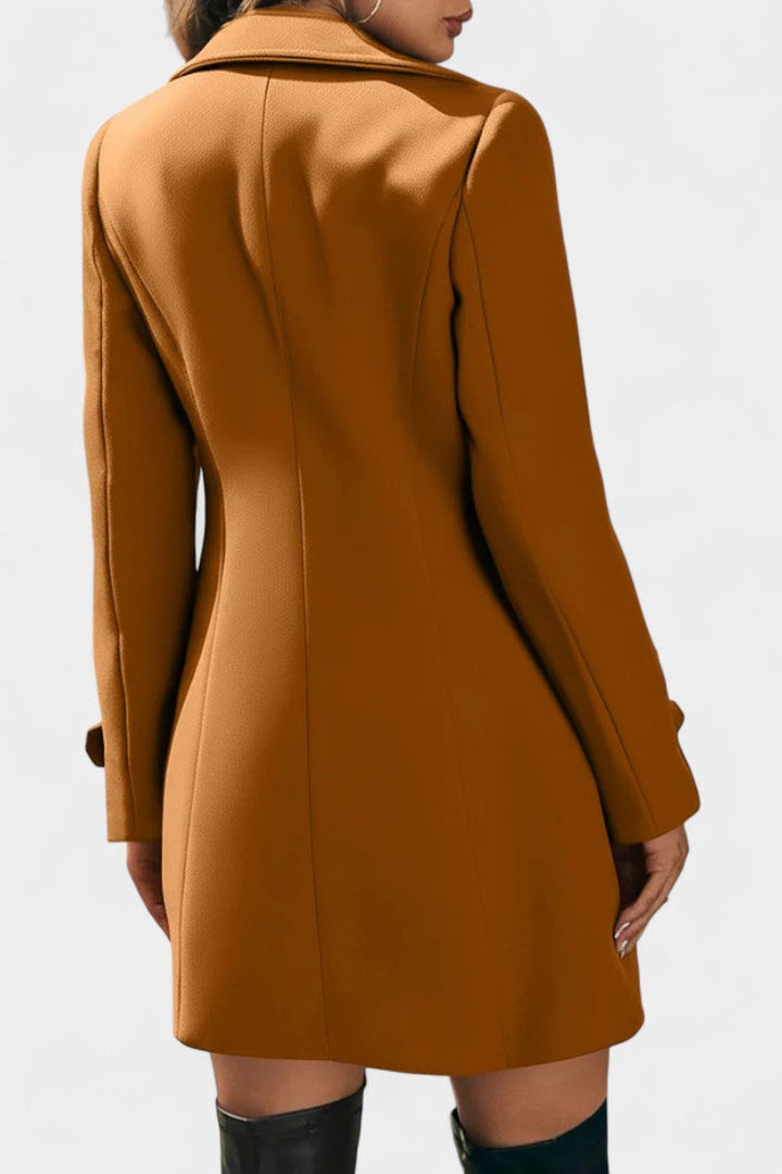 Maïlys Notched Collar Open Coat with Decorative Buttons