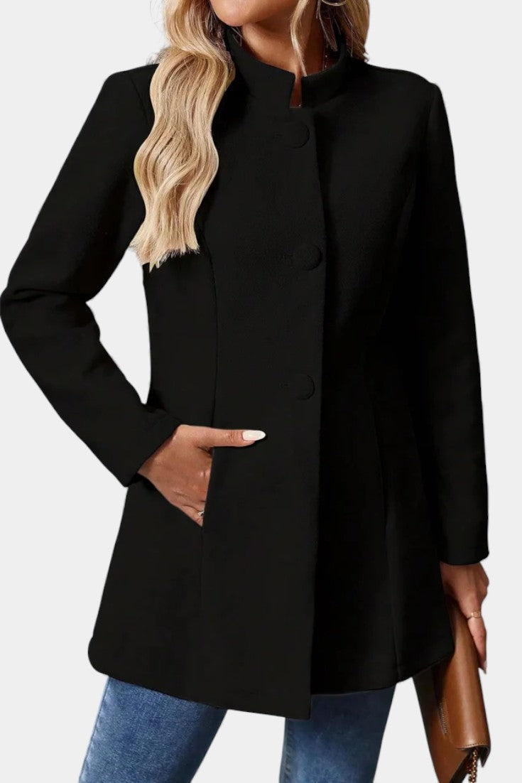 Lyana Long Sleeve Coat with High Collar
