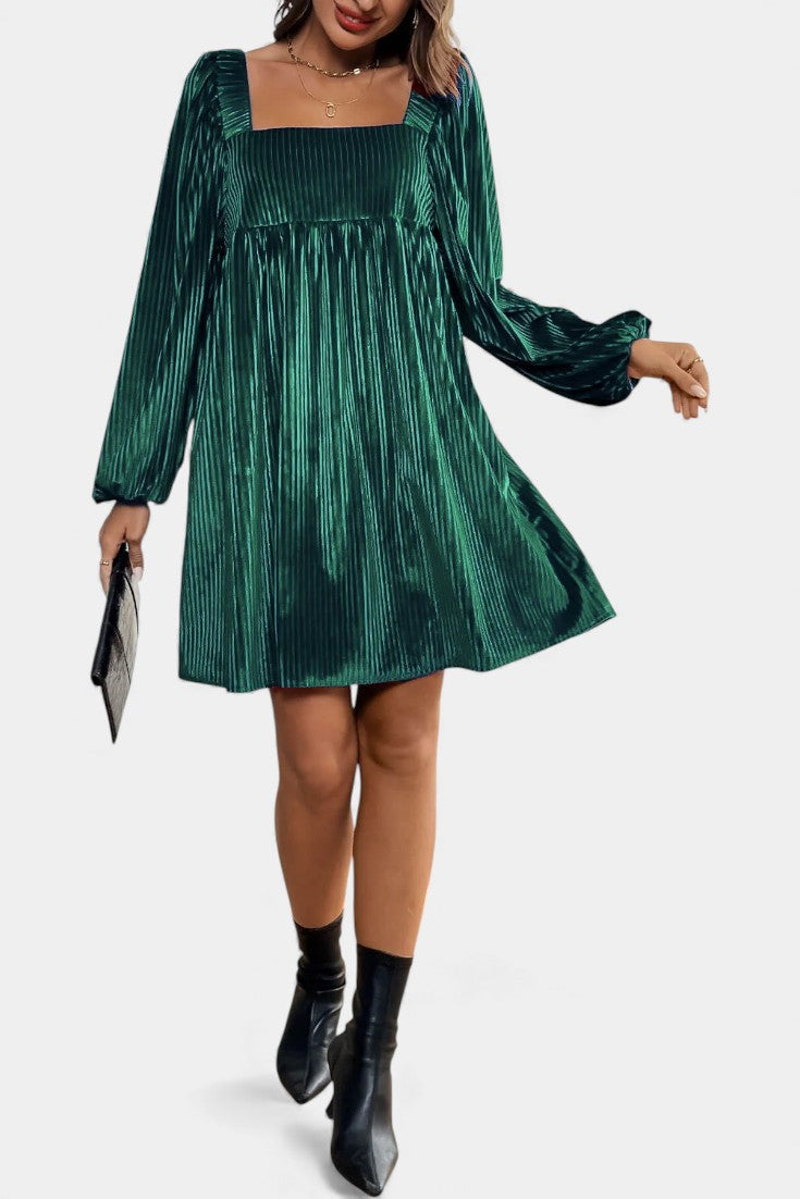 Pleated Velvet Midi Dress by Adrenia