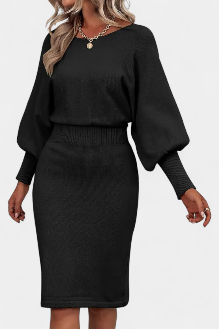 Abélise Long Sleeve Fitted Midi Knit Dress