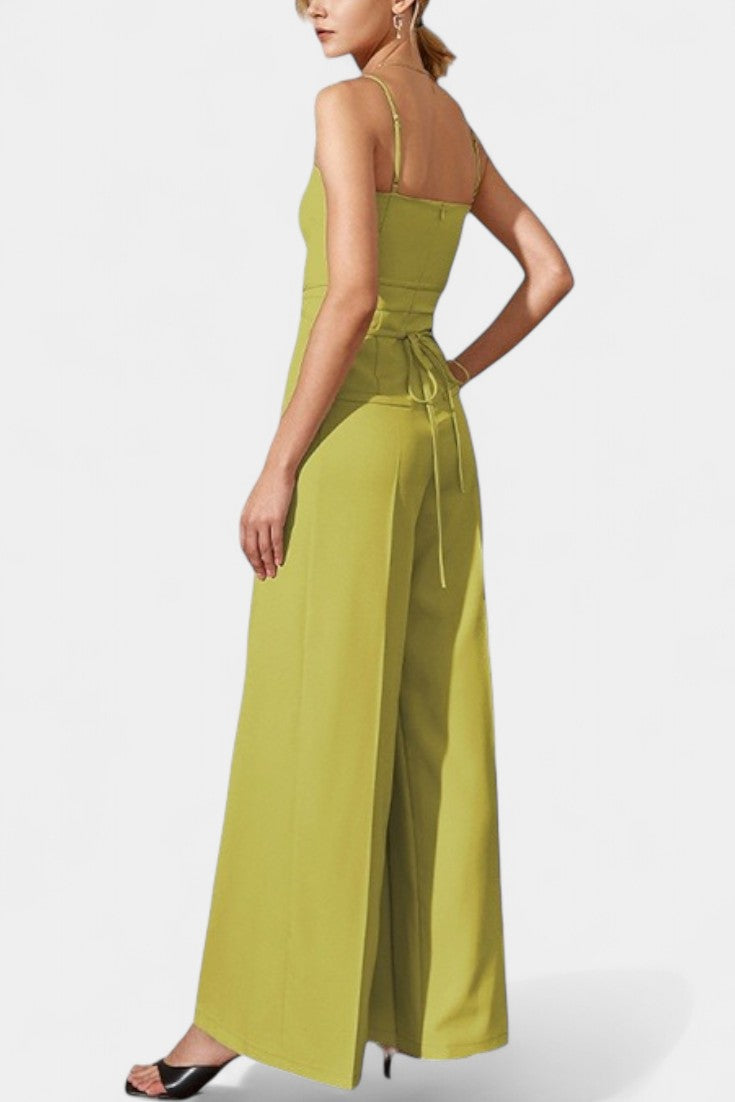 Lindsey Strapless Wide Leg Jumpsuit with Tied Waist