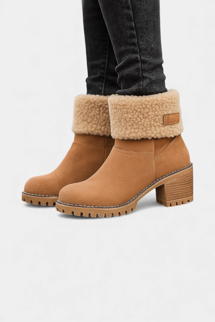 Luise Sienna Faux Fur Block Heel Ankle Boots