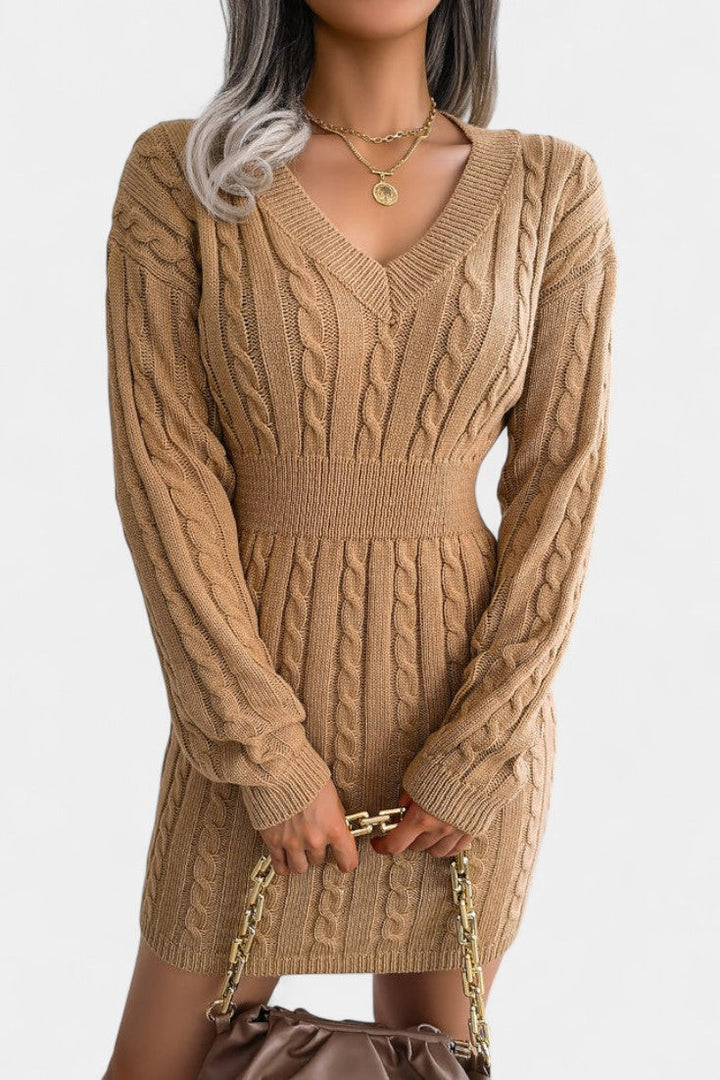 Cléora Long Sleeve Bodycon Mini Sweater Dress