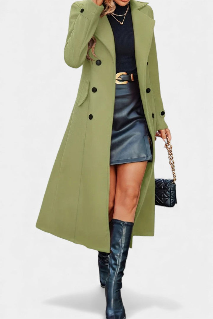 Naïssa Double-Breasted Coat with Long Notched Lapels