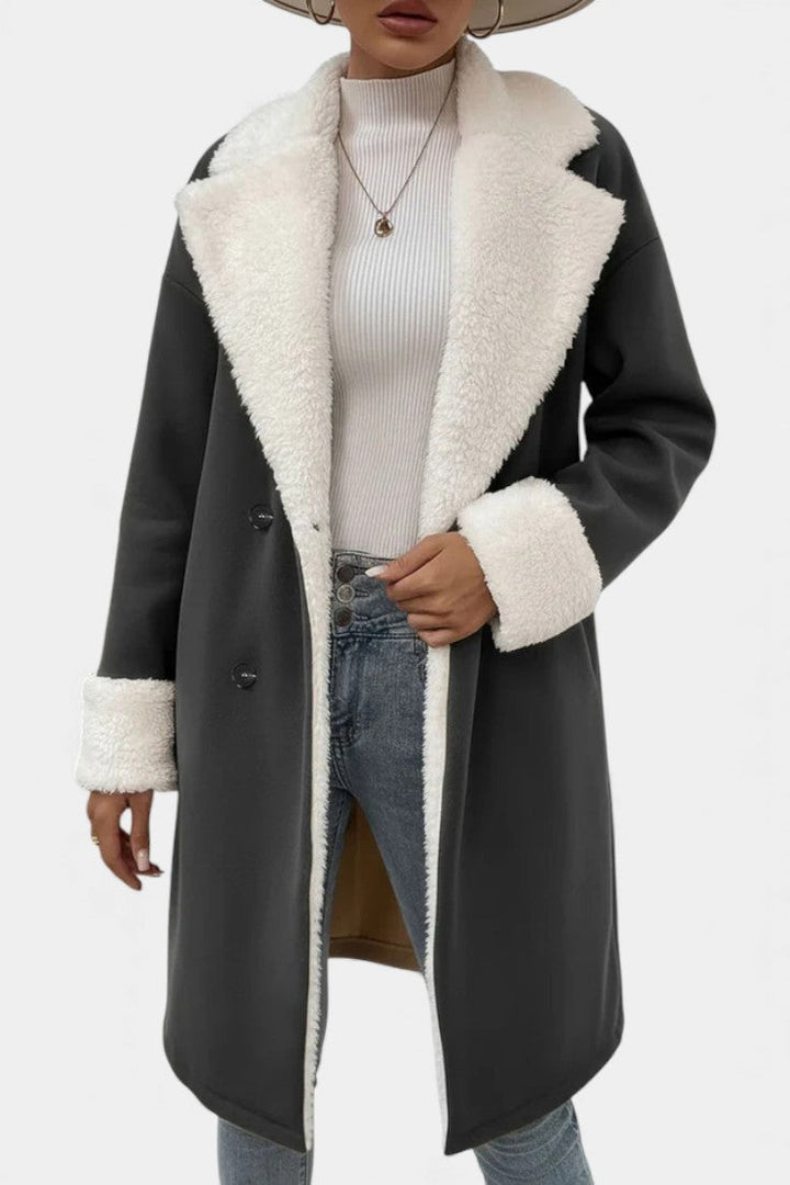 Romina Mid-Length Tailored Coat Featuring Cozy Fleece Lining
