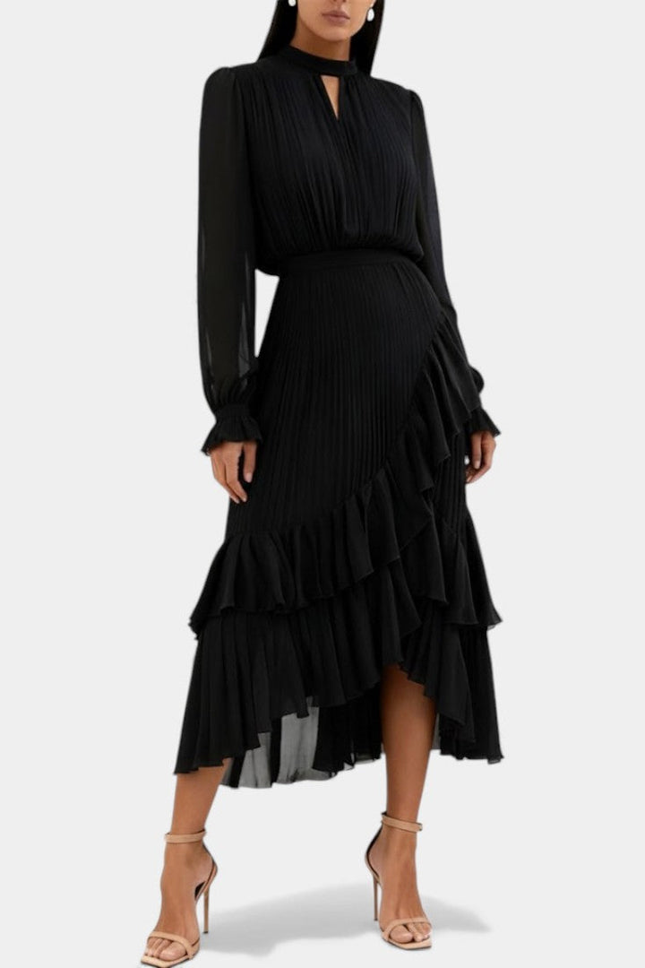 Graziella Chic Pleated Ruffle Dress