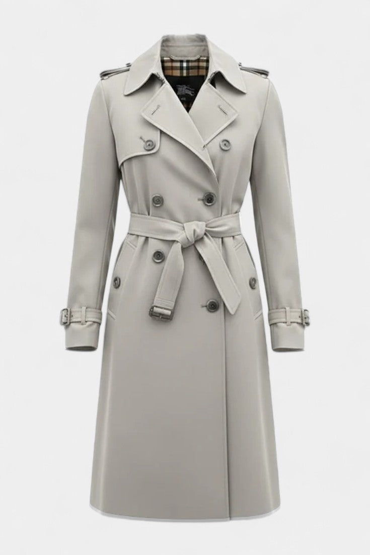 Double-Breasted Long Coat with Belt by Romane