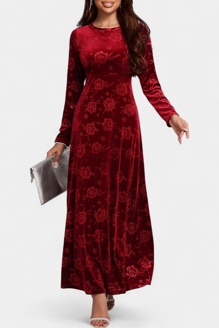 Nolwenn Textured Floral Velvet Maxi Dress
