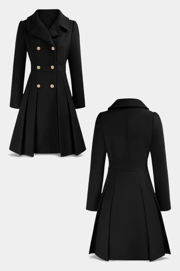 Philia Double-Breasted Flared Pea Coat