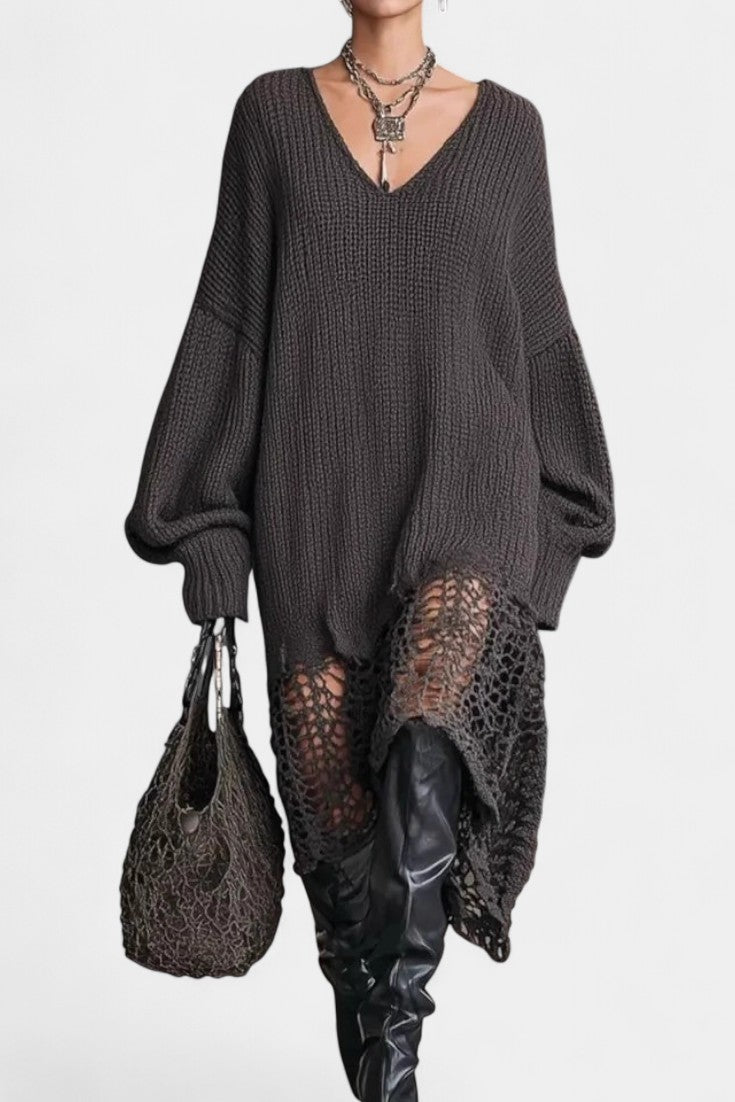 Deep Green Brigitte Long Textured Knit Dress