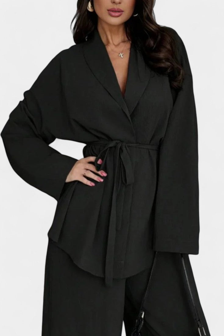 Amy V-Neck Blazer and Flared Pants Set