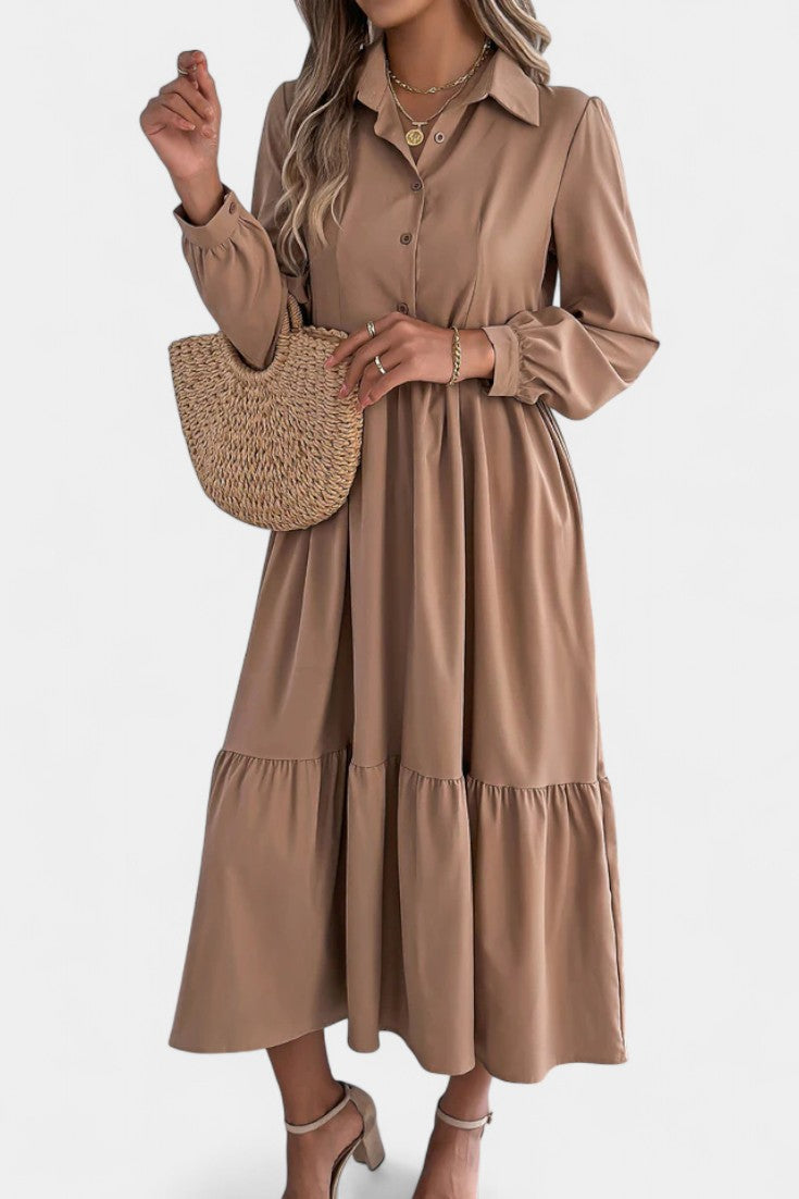 Long Sleeve Tiered Shirt Dress by Jessica Long