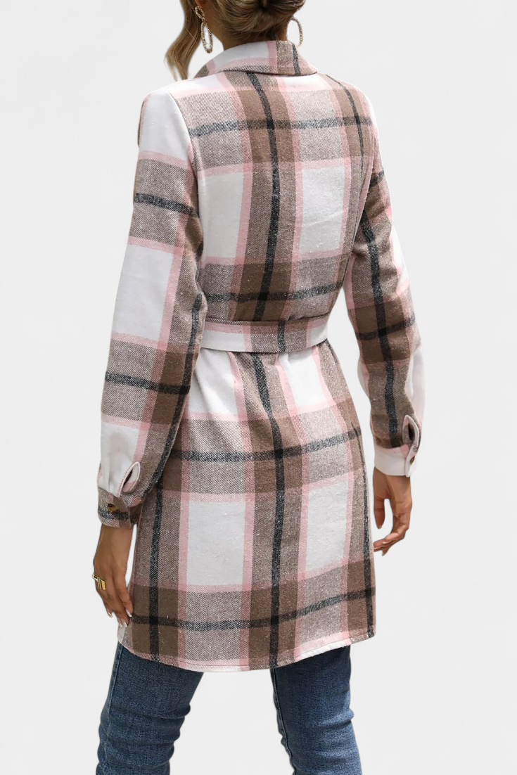 Masia Mini Check Shirt Dress Featuring Adjustable Belt
