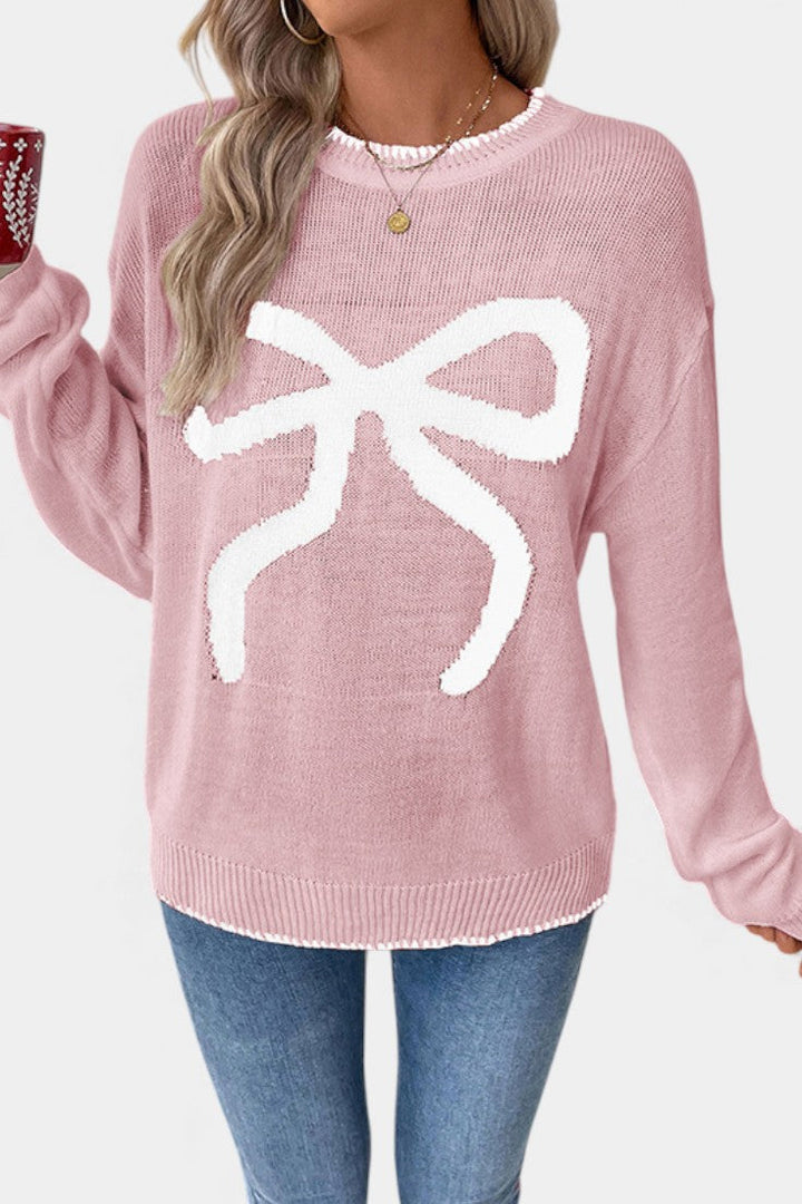 Cécile Festive Bow Pattern Sweater