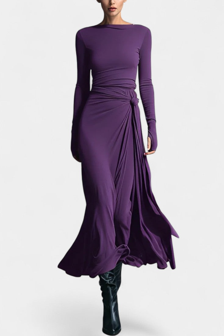 Gray Armelle Long Wrap Dress