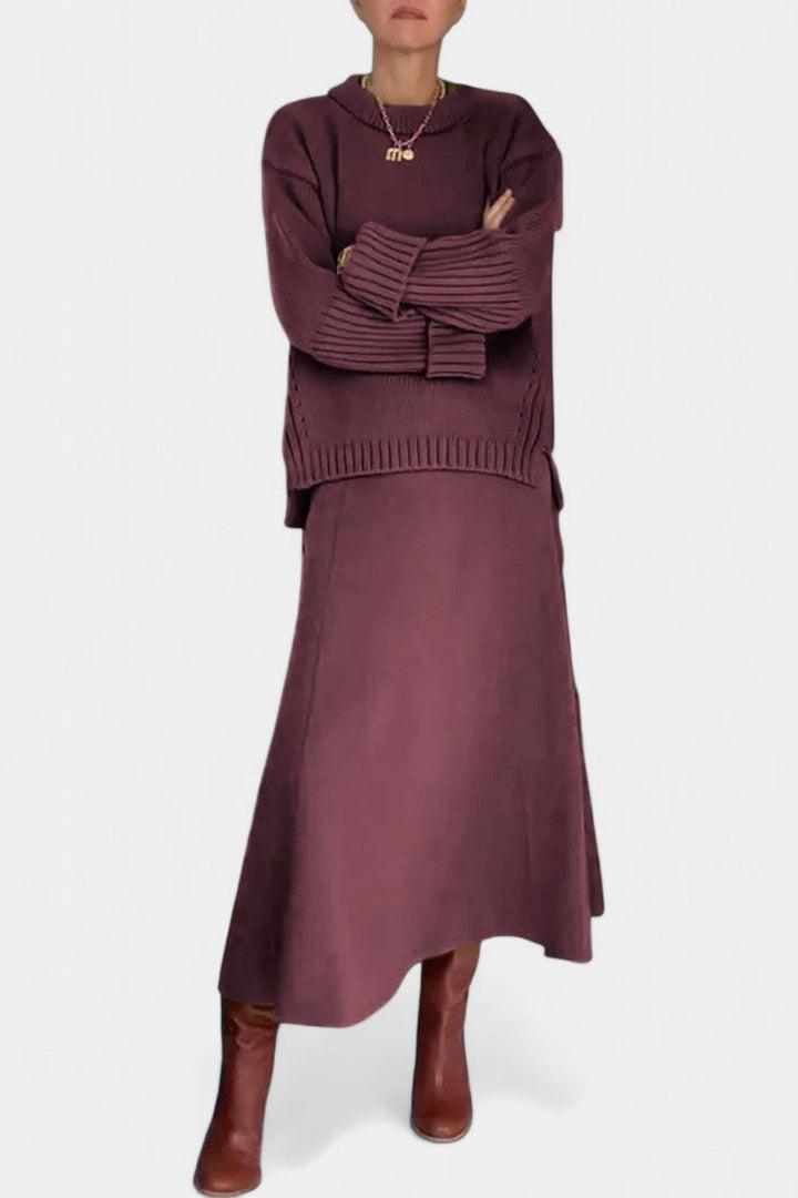 Patricia High Neck Sweater and Ribbed Maxi Skirt Set