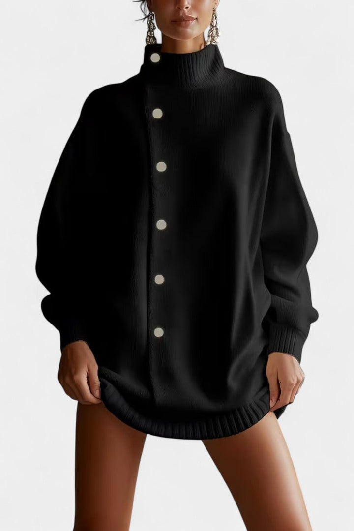 Pull Ample Uni à Col Montant Enriette