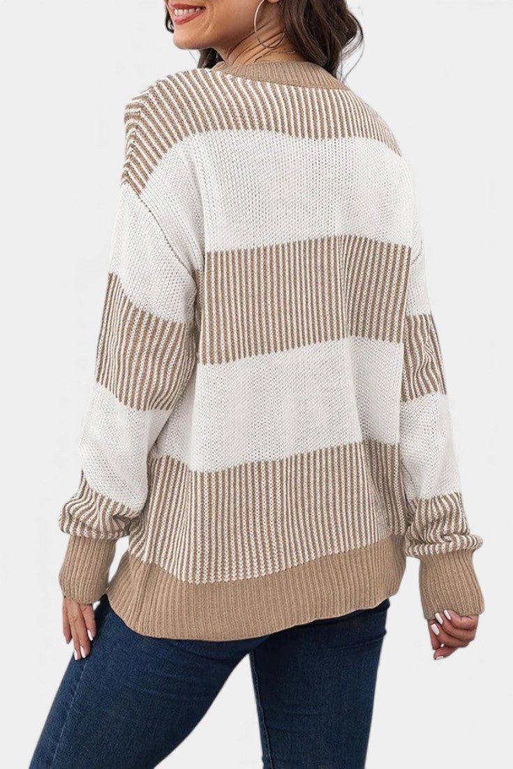 Mirna Extra-Large Striped Knit Sweater