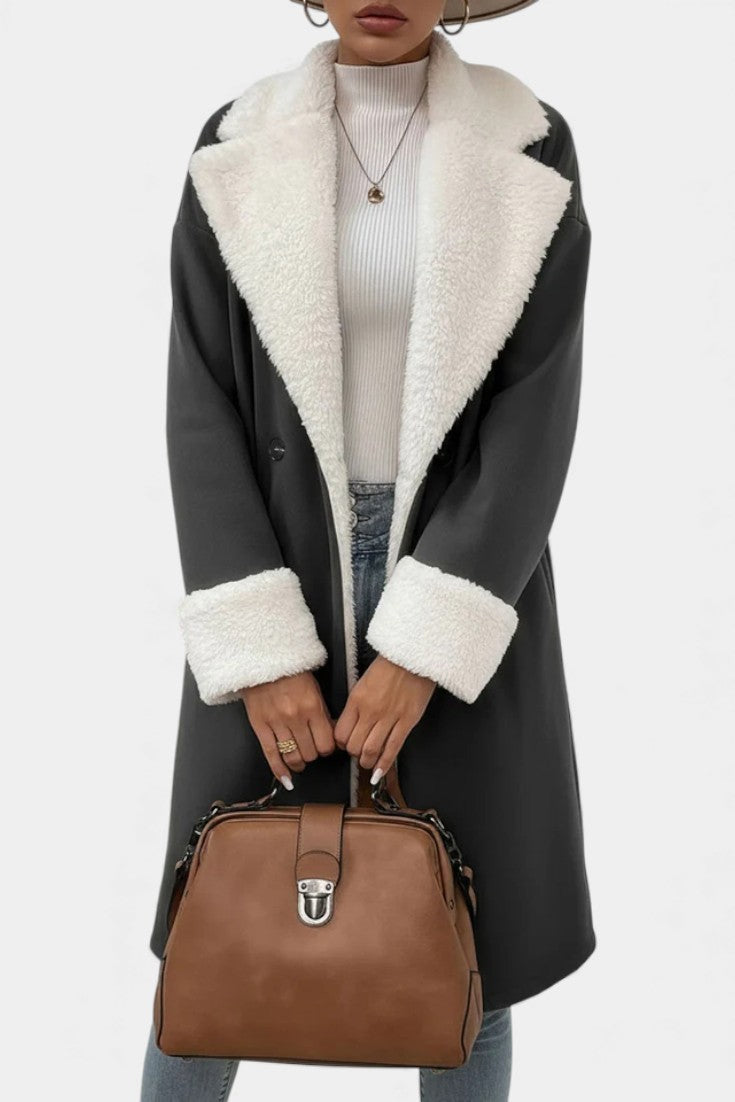 Romina Mid-Length Tailored Coat Featuring Cozy Fleece Lining