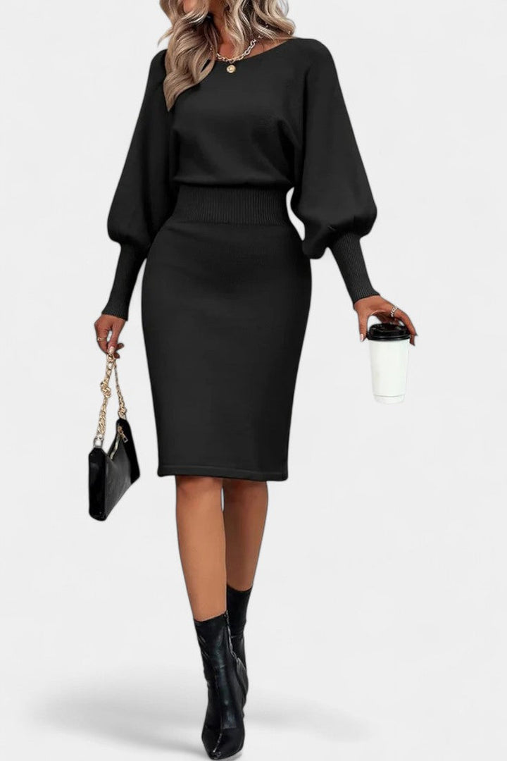 Abélise Long Sleeve Fitted Midi Knit Dress