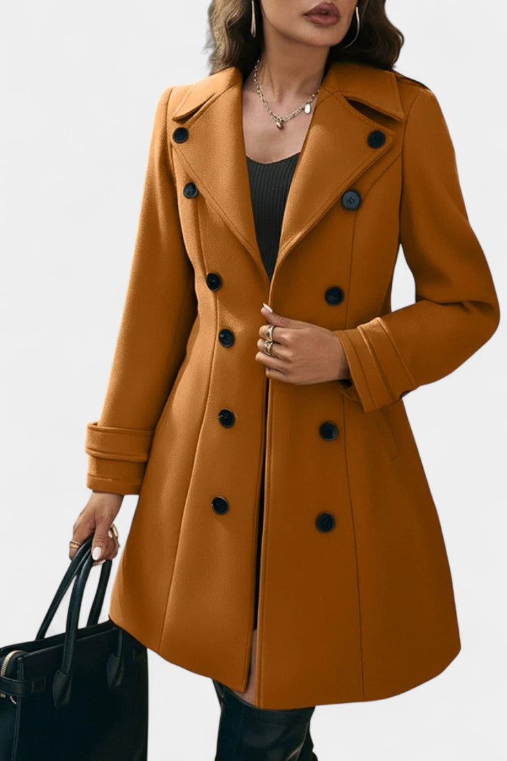 Maïlys Notched Collar Open Coat with Decorative Buttons