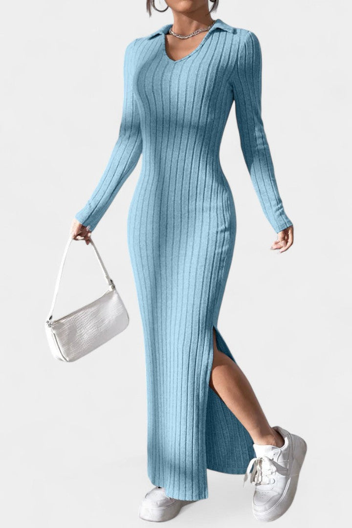 Elidia V-Neck Maxi Dress with a Tailored Fit