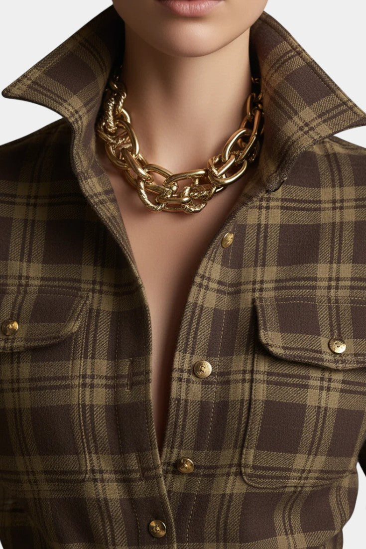 Eustellia Long Plaid Bohemian Dress