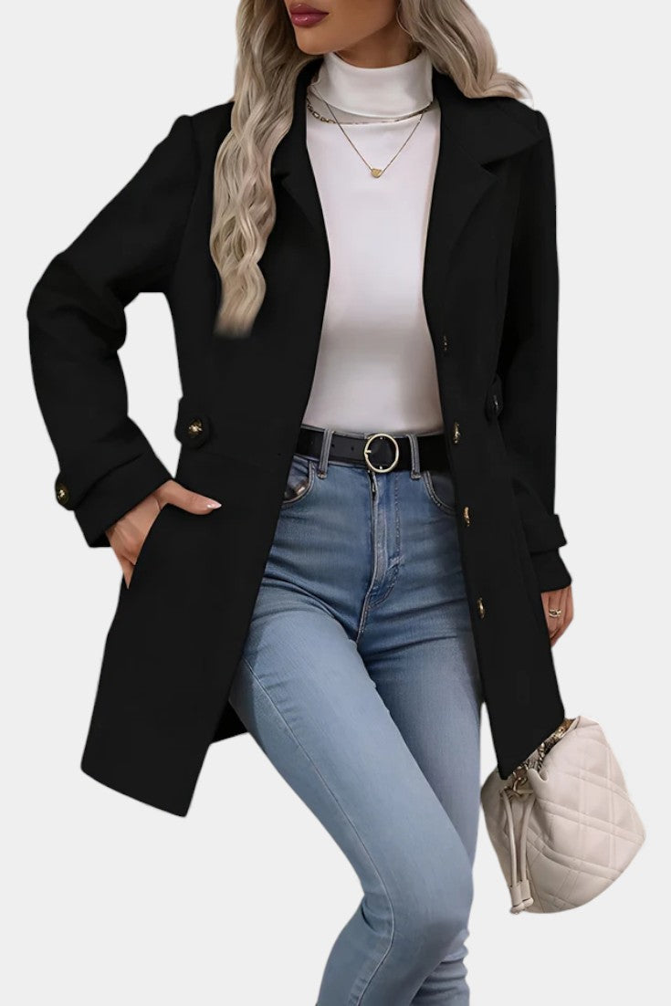 Maroussia Lapel Long Jacket with Button Closure