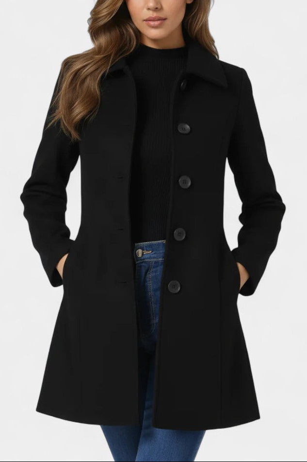 Louane Fitted Waist Winter Coat with Single Button Closure