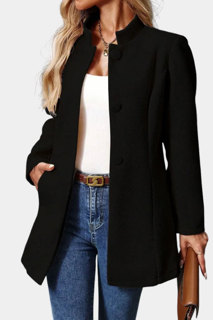 Lyana Long Sleeve Coat with High Collar