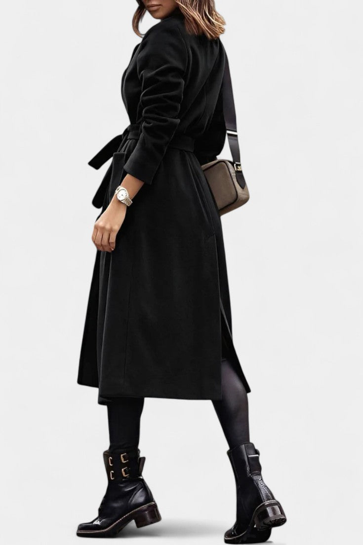 Capucine Belted Coat Featuring Notched Collar and Pockets