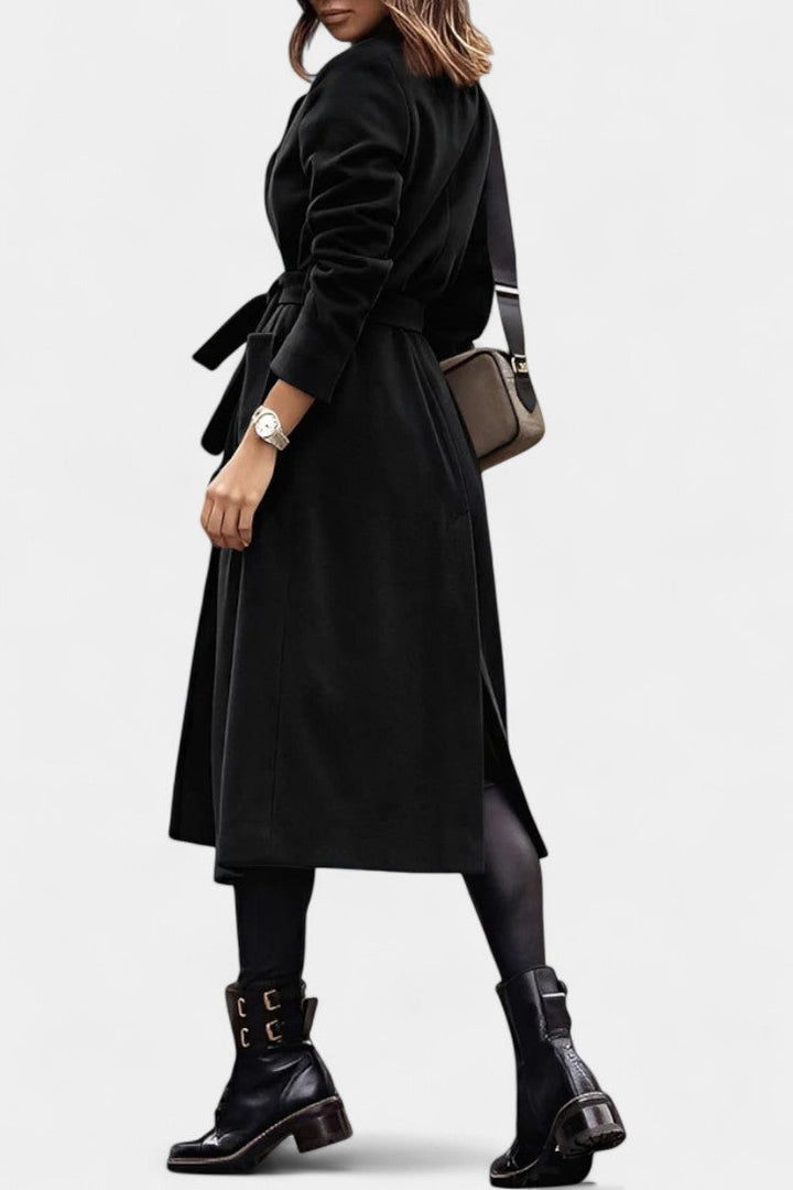 Capucine Belted Coat Featuring Notched Collar and Pockets