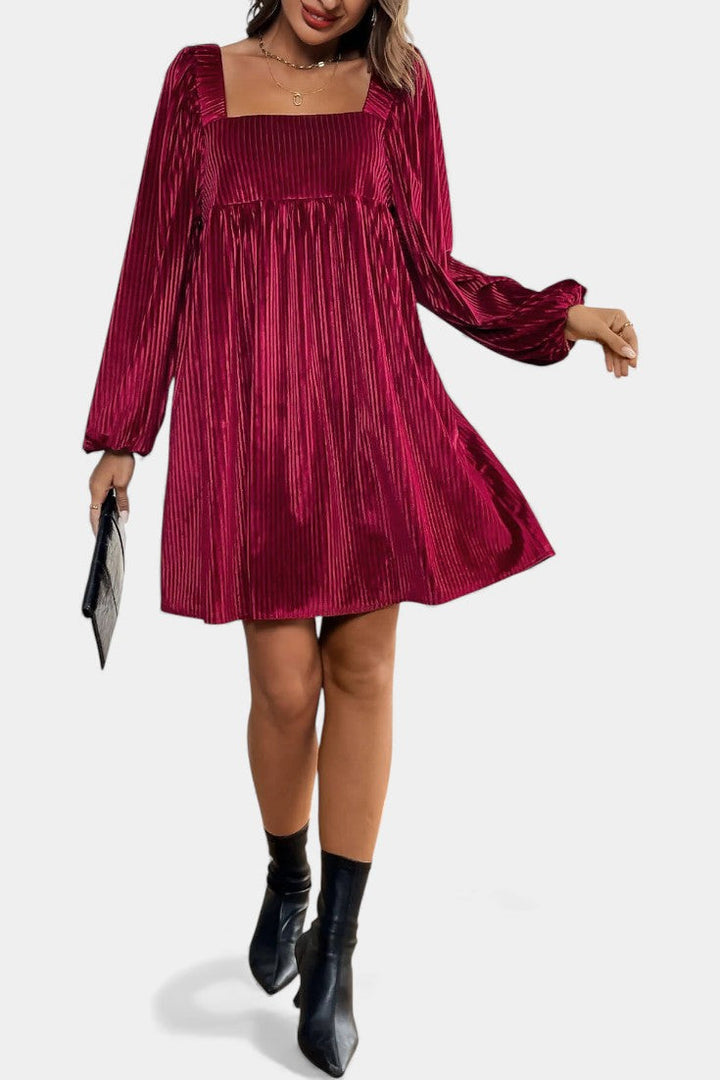 Pleated Velvet Midi Dress by Adrenia