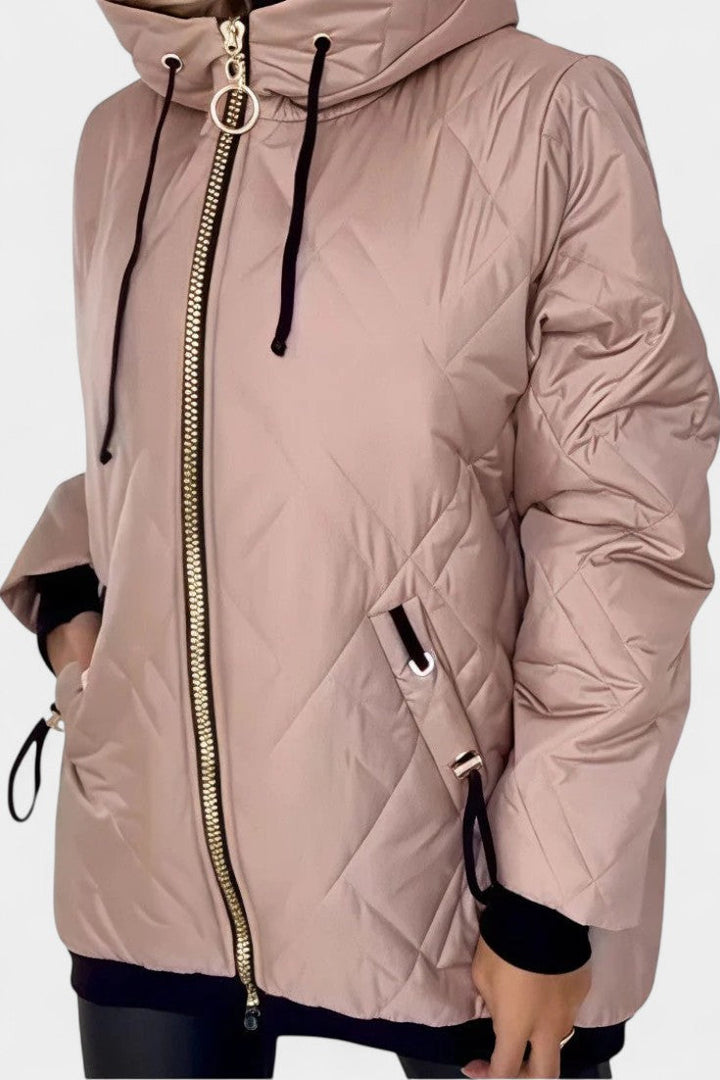 Paola Long Hooded Parka Featuring a High Collar