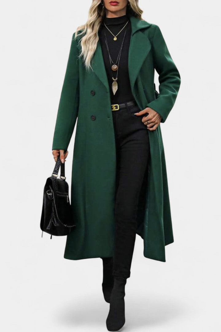 Mélissandre Double-Breasted Checkered Coat with Notched Collar