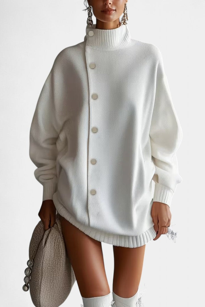 Pull Ample Uni à Col Montant Enriette