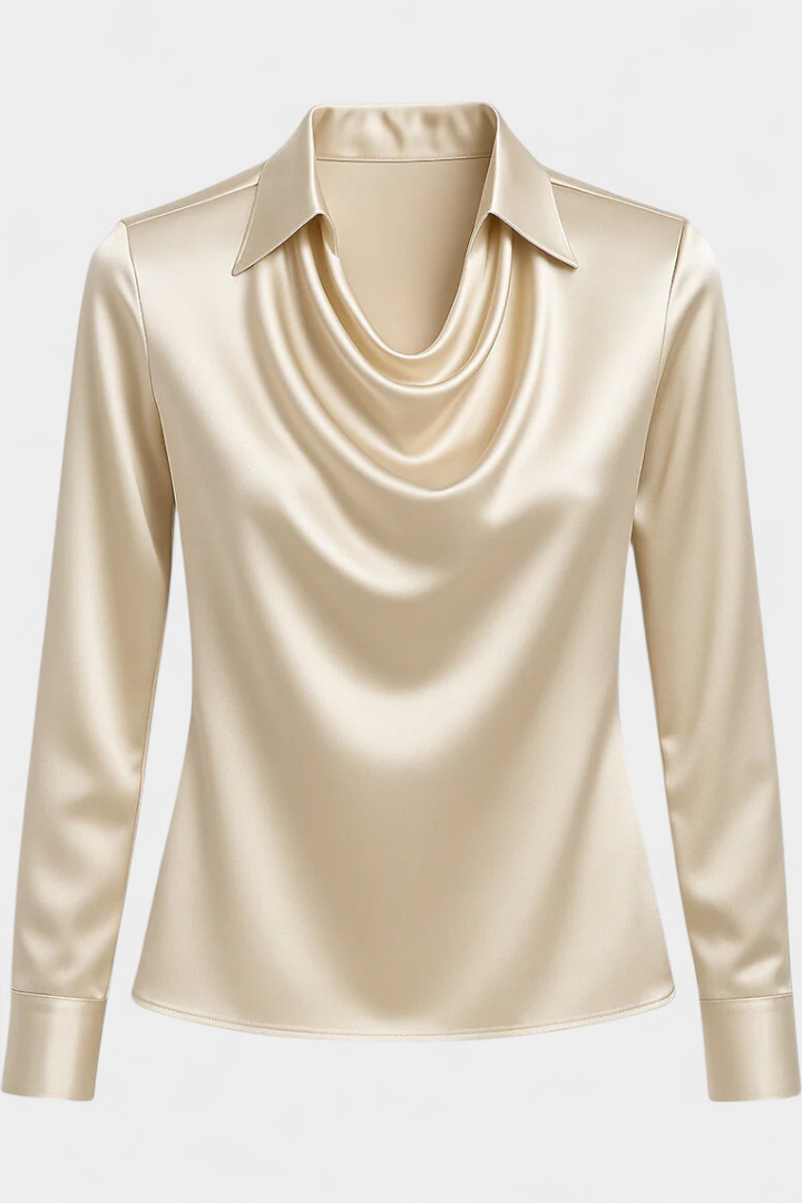 Cascade Neckline Satin Blouse by Dilnaz
