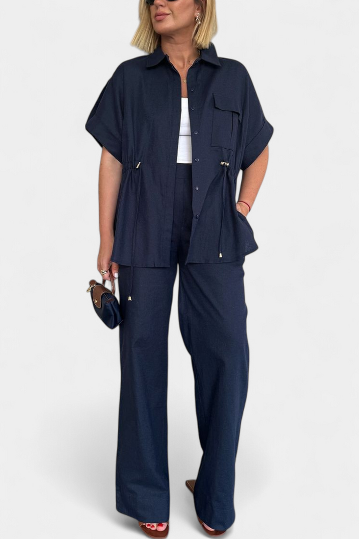 Lani Relaxed Fit Two-Piece Linen and Cotton Set