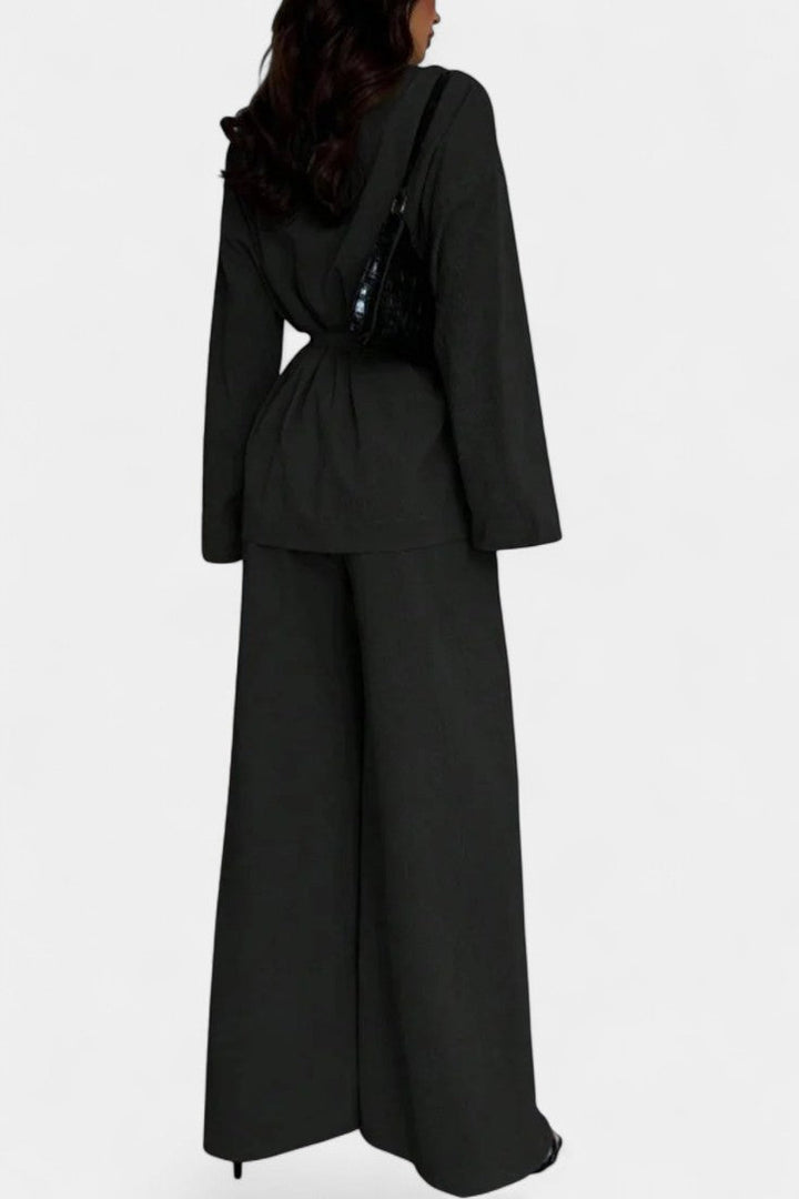 Amy V-Neck Blazer and Flared Pants Set